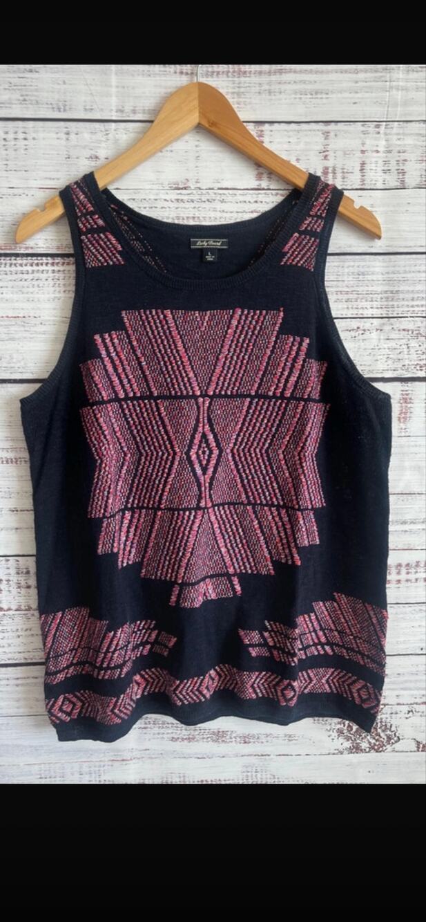 Lucky Brand Sleeveless Knit Aztec Sweater Tank Top Large